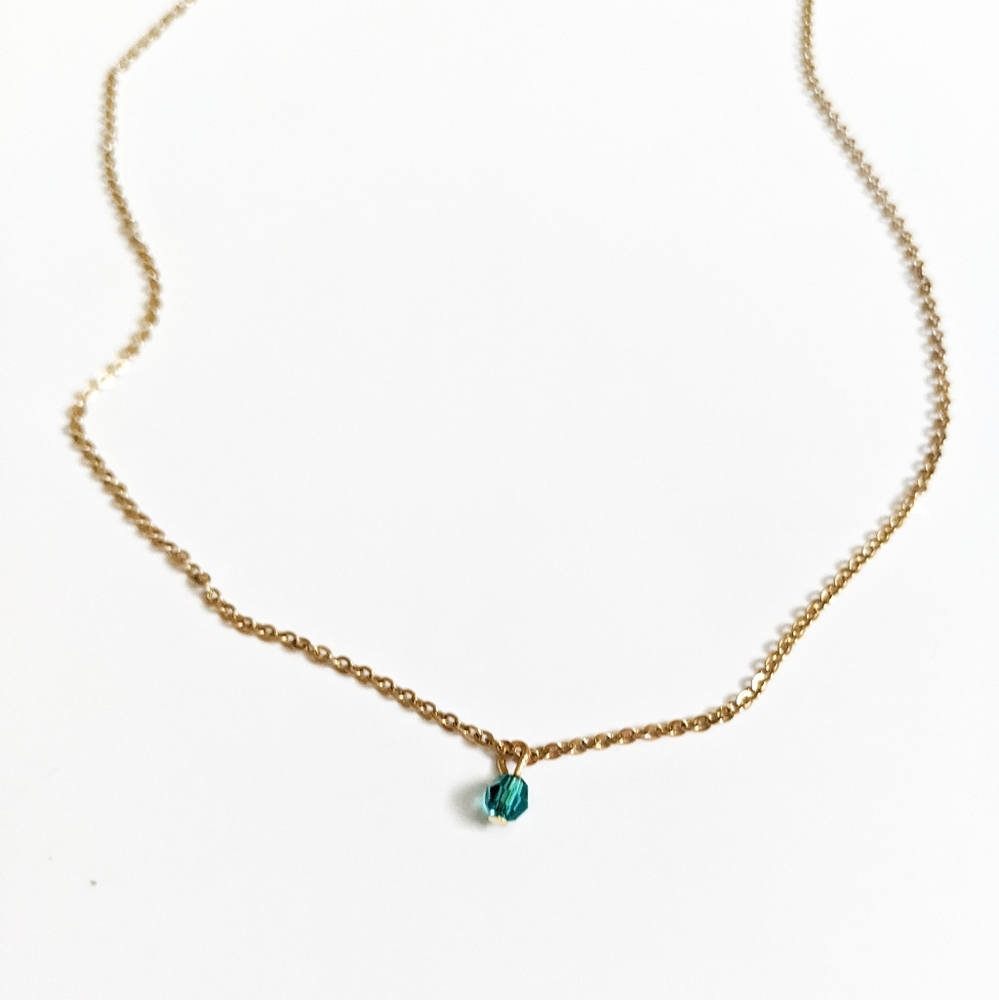 Emerald May Birthstone Gold-plated Choker Necklace - Picture 2 of 8
